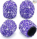 4PCS Bling Crystal Diamond Tire Stem Valve Caps, Dustproof Car Wheel Tire Valve Caps Universal Tire Valve Stem Covers for Cars, SUV, Trucks, Bikes, Motorcycles, Bicycles (Purple)