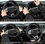 Customized Auto Car Steering Wheel Cover for Chevy 14.5-15 inches, Steering Wheel Cover for Chevrolet(Black Line-Standard Size)