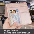 Car Registration and Insurance Holder, Vehicle Glove Box Car Organizer Men Women Wallet Accessories Case for Cards, Essential Document, Driver License, Bling Rose Gold
