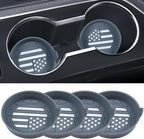 Car Cup Coaster Universal Non-Slip Silicone Cup Holder Insert Car Interior Accessories for Drink American Flag US Flag 4 Pack Grey