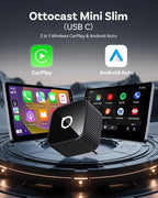 OTTOCAST Mini Cube 3.0 USB C Wireless CarPlay & Android Auto Adapter 2026– Plug & Play, Fast Auto-Reconnect (Black)
