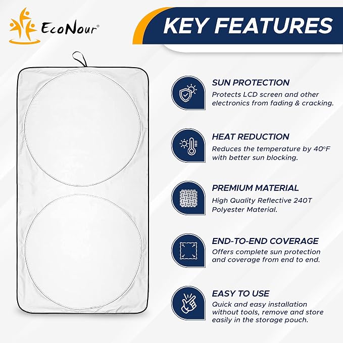 Foldable Sunshade for Car Windshield | Dashboard Shield for Your Vehicle | Auto Window Shades for UV Rays and Sun Screen Protection | XXXX-Large (75 inches x 37 inches)