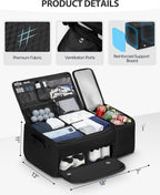 Golf Organizer for Car Trunk with Cooler, Anti-Sag Design, Ventilated Shoe Compartment, 2-Layer Storage Bag for Golf Accessories, Fits SUVs & Sedans - Black