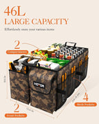 Trunk Organizer - Car Organizer, Foldable Trunk organizer for SUVs & Sedans, Sturdy Car Organization for Car Accessories, Tools, Sundries, Brown Camouflage, 2 Compartments, 21.3"×12.6"×10.6"