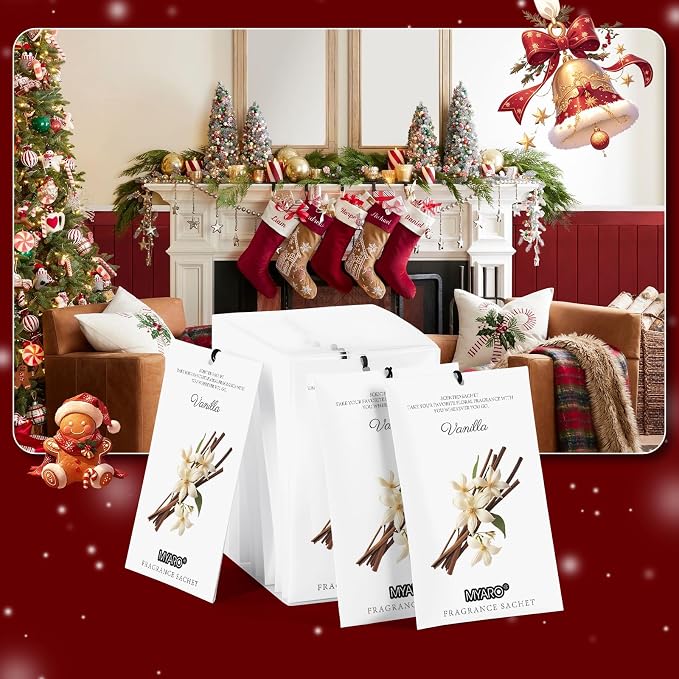 12 Packs Vanilla Scented Sachets for Drawer and Closet, Long-Lasting Closet Sachet Bags Drawer Deodorizers Fresh Scents, Home Fragrance for Lover
