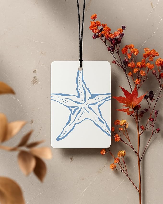 Blue Coastal Car Air Freshener 4 Pcs Coconut Scented, Preppy Oyster Bikini Starfish Car Accessories Mirror Decor for Women, Girly Beachy Hanging Air Freshener for Cars Closet Drawer Books