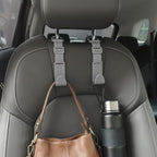 Car Headrest Hooks 4 Pack Adjustable Universal Fit Auto Seat Back Organizer Storage Hanger Purse Bags Holder with Clip Gray