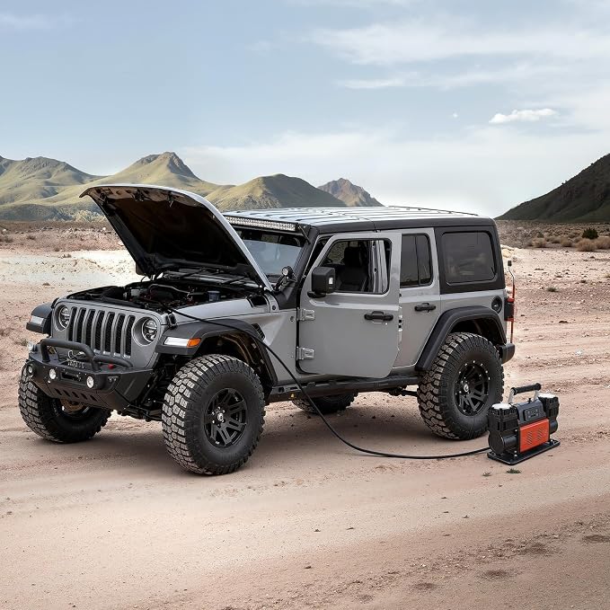 Dual-Cylinder Heavy Duty Air Compressor, 10.6CFM Auto-Stop Portable Tire Inflator, 12V 150PSI Offroad Air Pump with LCD Digital Display & Adapters for Truck Car SUV 4 x 4 Vehicle RV