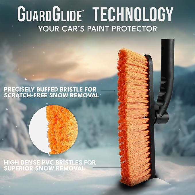 27" 3 in 1 Snow Brush with ice Scraper for car Windshield and Window | 360° Aluminum Rotatable Snow Brush for car | Winter Snow Removal Tools with Detachable Foam Grip | Winter Car Accessories