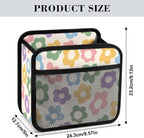 Car Backseat Organizer - Cute Aesthetic Car Storage Bin with Mesh Pocket & Reinforced Base - Universal Fit Hanging Seat Back Accessories for Women (Pastel)