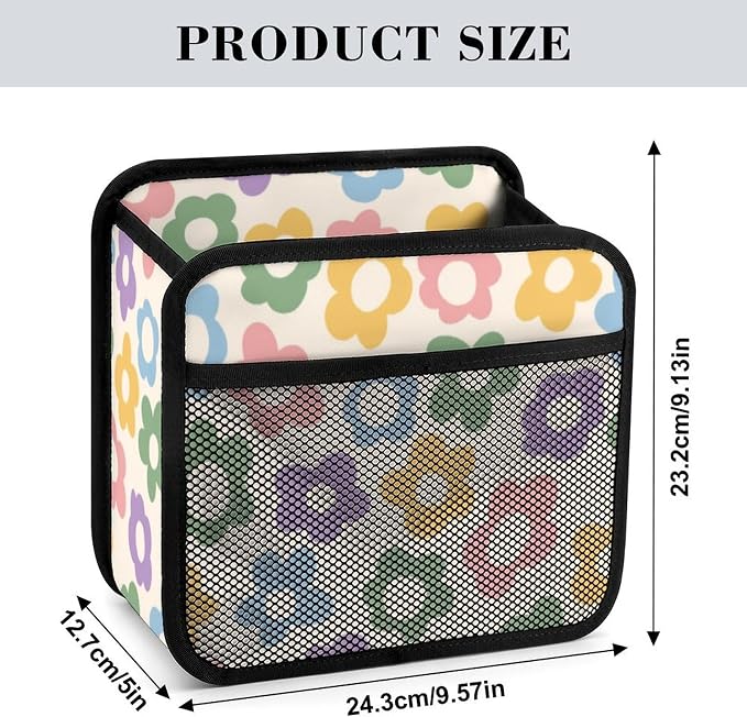 Car Backseat Organizer - Cute Aesthetic Car Storage Bin with Mesh Pocket & Reinforced Base - Universal Fit Hanging Seat Back Accessories for Women (Pastel)