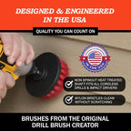 Heavy Duty Stiff Bristle Brush Kit – Power Scrubber Attachment for Concrete, Brick, Siding, Stone, Driveways, Fireplaces, Hard Water Stains, Gravestone & Cemetery Headstone Cleaning Brushes