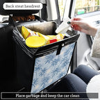 Car Trash Can Organizer Bin with Adjustable Strap for Back Front Seat Console Waterproof Leakproof Collapsible Portable 11 Inch Light Blue Palm Trees and Sun