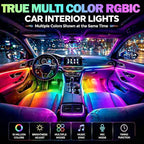 RGB-IC Car LED Interior Strip Lights with Remote Control, Dream Color APP Control Car Inside Ambient Lighting, Multicolor USB Footwell Under Dash Neon Light Kits for Cars,SUVs,ATV,Truck, DC5V