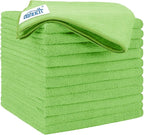 Green Microfiber Cleaning Cloth 12 Pack, 12.5 x 12.5 inch Microfiber Towels for Cars, Ultra Absorbent Car Washing Cloth, Lint Free Streak Free Cleaning Rags for Car, Kitchen, and Window