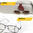Magnetic Leather Sunglasses Holder for Car, 2 Packs (Red) | Magnetic Car Visor Accessories