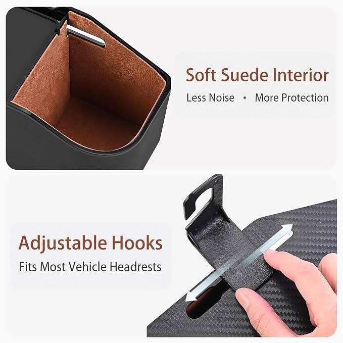 Mu&Ti Back Seat Car Organizer,4+2 in 1 Multifunctional Car Back Seat Storage Box with 2 Cup Holders, Tissue Box and Hook - Ideal for Kids and Travel(Beige)
