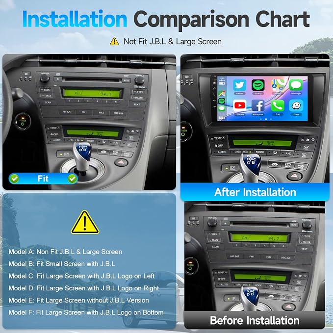 Car Radio for Toyota Prius 2010 2011 2012 2013 2014 2015 Stereo Replacement with Wireless CarPlay Android Auto, 9 Inch Touchscreen with Bluetooth WiFi GPS Navigation Backup Camera MIC 2+32G