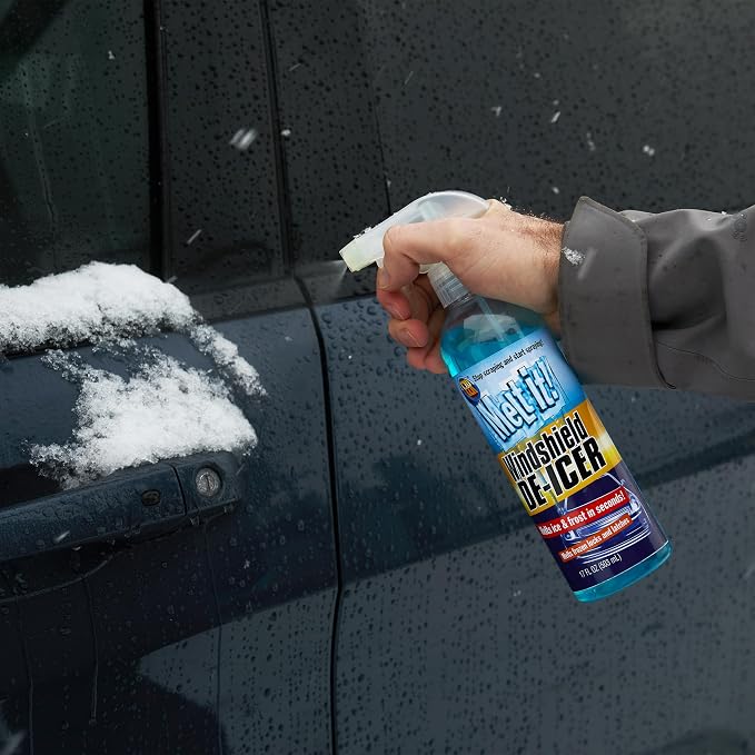 E·Z·R Melt it! Windshield De-Icer. Instantly Melts Ice & Winter Frost for Car Windshields, Windows, Mirrors, Key Locks, & Latches, Snow Melting Defrost Liquid for Car Window Cleaner, 17 Fl Oz 4-Pack
