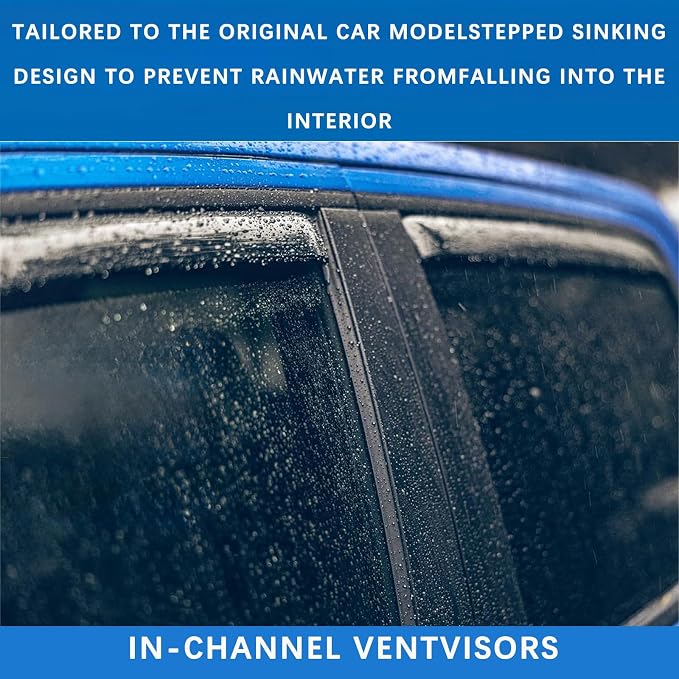 in-Channel Window Visors Rain Guards Vent Deflectors for Truck Window Shield for Chevy Silverado/GMC Sierra 1500 Crew Cab 2019-2025, 2500HD 3500HD 2020-2025, Stylish Vent Shade Wind Deflectors 194805