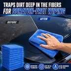 30 Pcs 12.5 × 12.5 Inch Microfiber Towels for Cars, 500 Gsm Edgeless Plush Car Detailing Towel, Lint Free Scratch Free Cleaning Cloths for Drying, Washing, Polishing, Waxing, Home (Dark Blue)