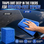 30 Pcs 16 x 16 Inch Microfiber Towels for Cars, 500 GSM Edgeless Plush Car Detailing Towels, Lint Free Scratch Free Cleaning Cloths for Drying, Washing, Polishing, Waxing, Home (Dark Blue)