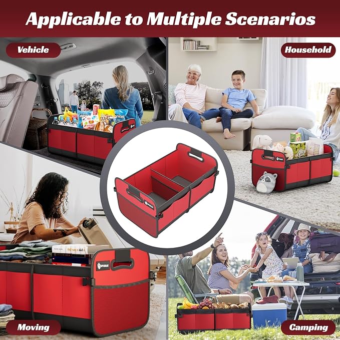 Trunk Organizer for Car - 70L Collapsible Car Storage with 11 Pockets & Reinforced Handles, SUV Trunk Organizers for Grocery Cargo