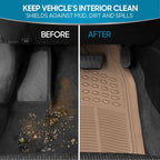 ProLiner Floor Mats for Cars Trucks SUV, 4-Piece All-Weather Car Mats with Universal Fit Design, Durable Car Floor Mat with Capture Ridges, Waterproof Rubber Floor Mat for Cars (Beige)