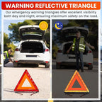 2 Pack Emergency Triangle + 2 Pack Reflective Vest, Foldable Reflective Emergency Triangles Roadside with Reflective Warning Vest, Base Roadside Triangle Kit, Roadside Emergency Car Kit