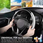 Steering Wheel Cover, Carbon Fiber Steering Wheel Cover Men/Women, Anti-Slip, Heat Resistant, Durable, Universal for 99% Car Interior Accessories (Silver)