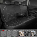 Universal Reflect Piping Leather Car Seat Cover, Fit for suvs,Van,Trucks,Airbag Compatible,Inside Zipper Design and Reserved Opening Holes (Full Set, Black and Grey)