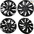 Hubcaps Wheel Cover Replacement R16 Size Hub Cap Universal-Fit Steel Wheel Rim Caps ABS Tire Covers for Most Cars Trucks Sedans SUV -Set of 4（16-inch，Black）