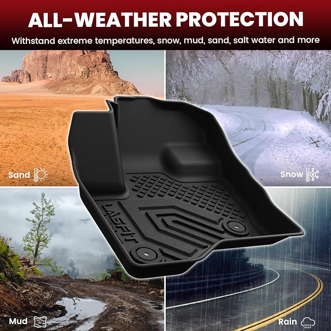 All Weather Floor Mat Set for 2009–2019 Ford Flex & 2010–2019 Lincoln MKT – 3 Rows Custom Fit Floor Mats + Cargo Liner & Seat Back Protectors – Premium TPE Interior Full Coverage Protection