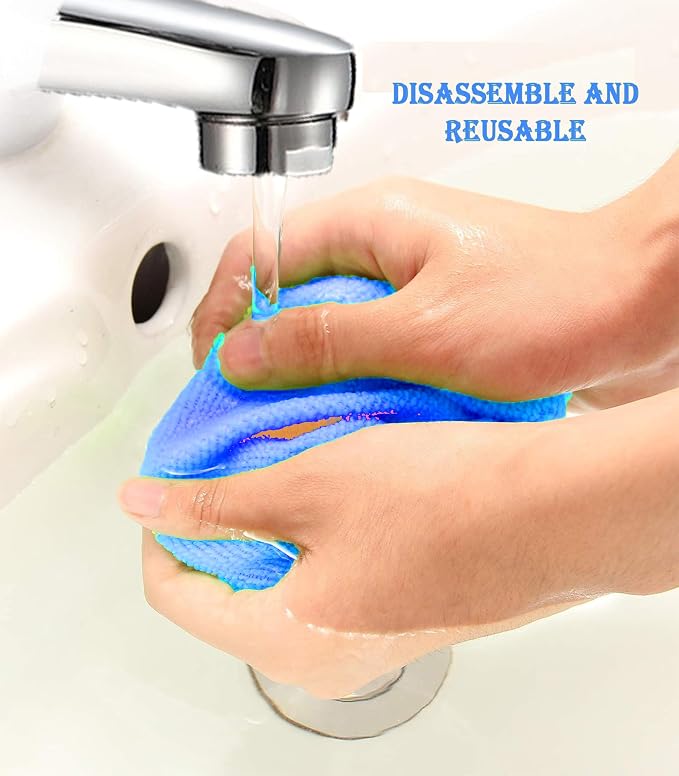 Car Windshield Cleaner Tool with Reusable Microfiber Pads Extendable Handle(1, Blue)