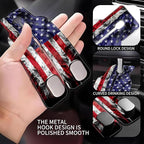 Car Headrest Purse Hanger Vintage National America Flag 1 Pack Bag Purse Holder for Car Premium Leather Double Metal Hook for Handbags, Grocery Bags and Phones