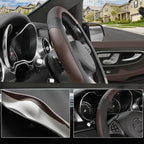 Steering Wheel Cover for Car, Standard Size 14.5-15 inch, Auto Interior Accessories, Black and Dark Brown