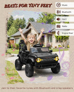 12V Ride on Toys for Kids, Licensed Ford Bronco Raptor Children Electric Vehicles, Toddler Battery Powered Car with Double Doors, 3 Point Safety Belt, Led Lights (12V, Black)