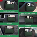 Universal Car Pocket Organizer - PU Leather Pouch for Seat, Door, Window, Console - Holder for Cards, Trash, Cell Phone, Sunglasses