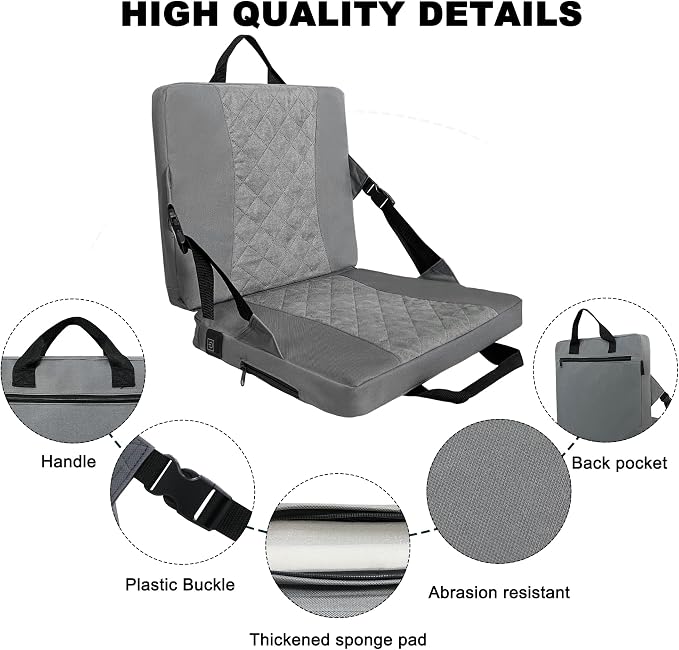 Heated Seat Cushion,Foldable Stadium Seats for Bleachers,Portable Seat Pad,USB Powered Great for Outdoor Sports,Camping,Concerts