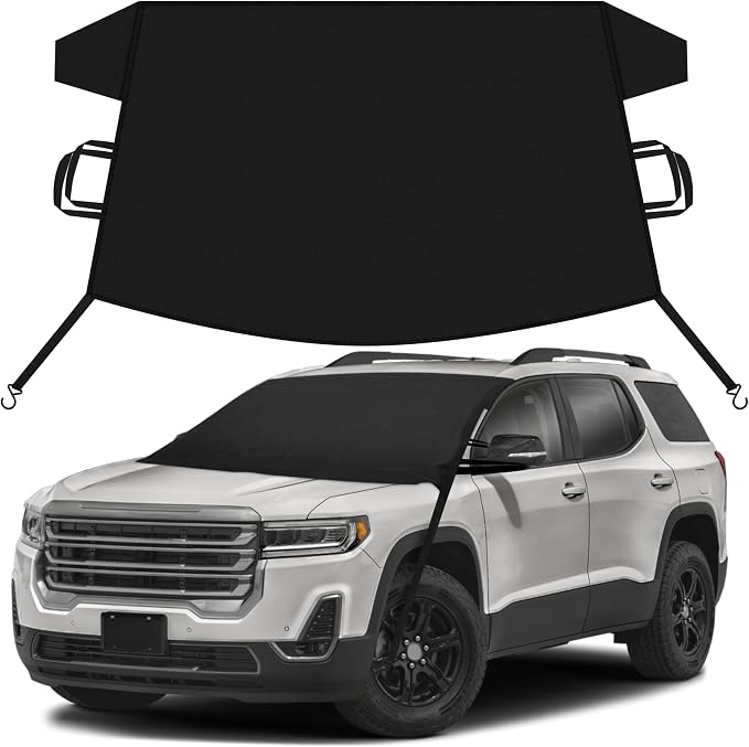 Car Snow Cover Compatible for GMC Acadia | Windshield Cover for Ice and Snow with S-Hook Straps | Heavy-Duty 600D Oxford Winter Car Cover, Waterproof & Anti-Slip