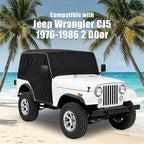 600D Cab Cover Windproof Sunshade Cover Compatible with Jeep Wrangler CJ5 1976-1986 2 Door, 6-Layer Protection Frost Wiper & Mirror Covers Protect from Sunshine, UV, Snow, Rain