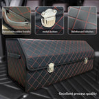 Car Trunk Organizer with Lid,Foldable Faux Leather Cargo Storage Box,3 Compartments,Collapsible Multi-Functional for SUV,Sedan,Vehicle Trunk