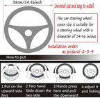 Fluffy Steering Wheel Cover for Women Fuzzy Steering Wheel Cover Winter Warm Faux Wool Plush Car Wheel Cover Furry Steering Wheel Protector Universal Fit 15 Inch (White)