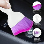 2 PCS Car Detailing Brush, Curved Soft Bristles Auto Removal Dust Collectors, Universal Vehicle Dashboard, Air Conditioner Vents etc Interior Cleaning Tool Accessory (White/Purple)