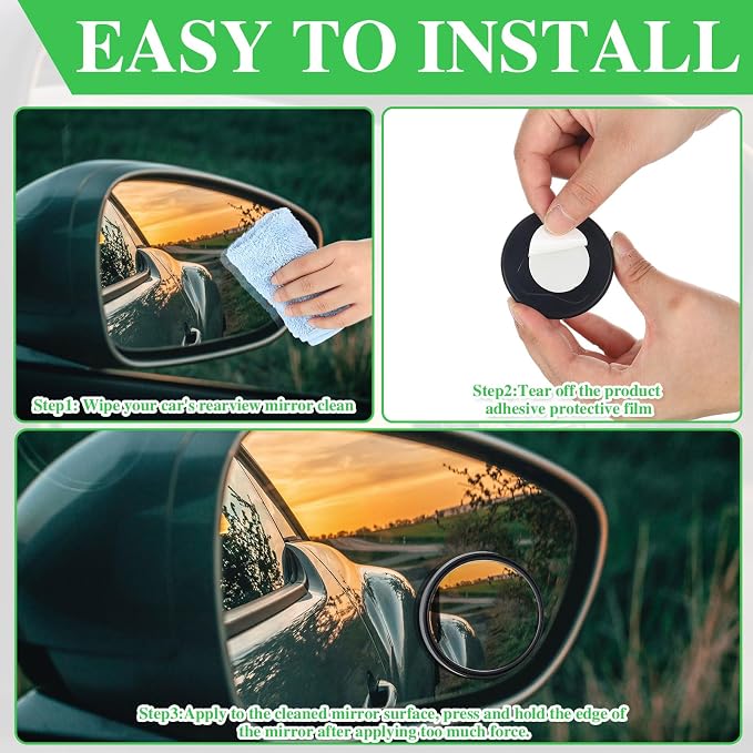 6 Pcs Blindspot Mirrors 2 Inch Blind Side Mirror for Car Round Self Adhesive Rear View Car Mirror(Classic Style)