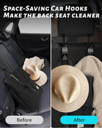 Sparkling Car Seat Hooks, 4 Pack, Black Purse Holder for Car Headrest, Chic Automotive Accessories for Women Essentials Handbag Clothes Coats Grocery Bags