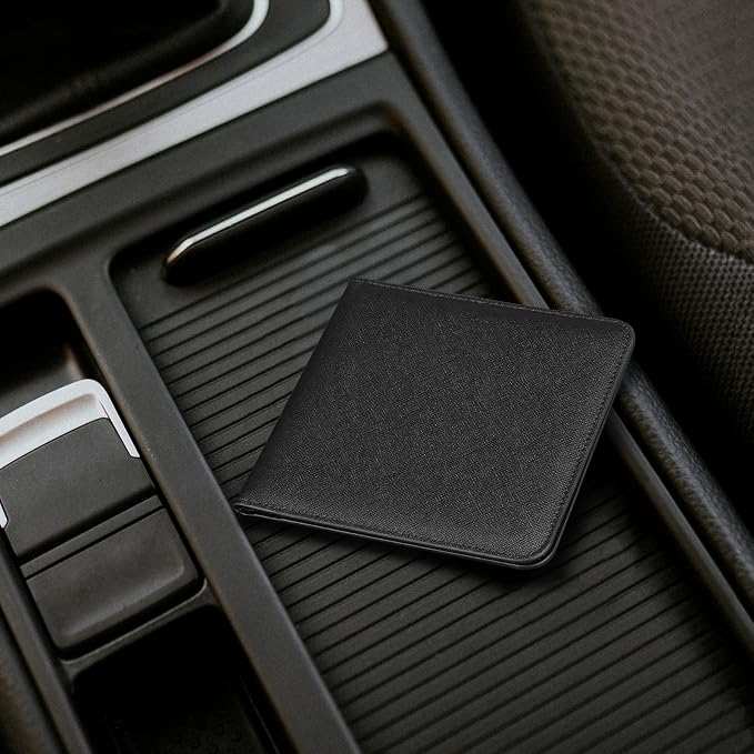 CoBak Car Registration and Insurance Holder - Small and Lightweight Vehicle Glove Box Car Organizer, Auto Truck Comparment Accessories Case for Essential Document, Driver License (Black Cross Texture)