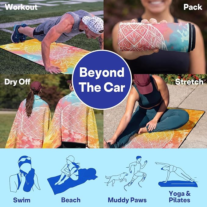 2 Pack Car Seat Towel Covers, Sweat-Proof Microfiber Seat Protectors for Gym, Running, Beach & Workout, Breathable Quick-Dry, Machine Washable, Pastel Pineapple Print, Universal Fit