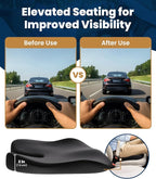 Car Seat Cushion for Driving - Orthopedic Car Cushion for Office, Travel, Gaming Chair Memory Foam Driver Booster for Short People, Non-Slip, Washable Cover, Back & Sciatica Relief