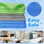 Cleaning Cloth Dry Erase Cloth Cleaning Rags Reasonable Kitchen Towels Microfiber Towels Cars Wash(6 x 6 Inch,Gray/Green/Blue,30 Pcs)